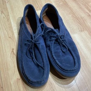 Lucky Brand Blue Suede Lace Up Chukka Loafers Boots EUC